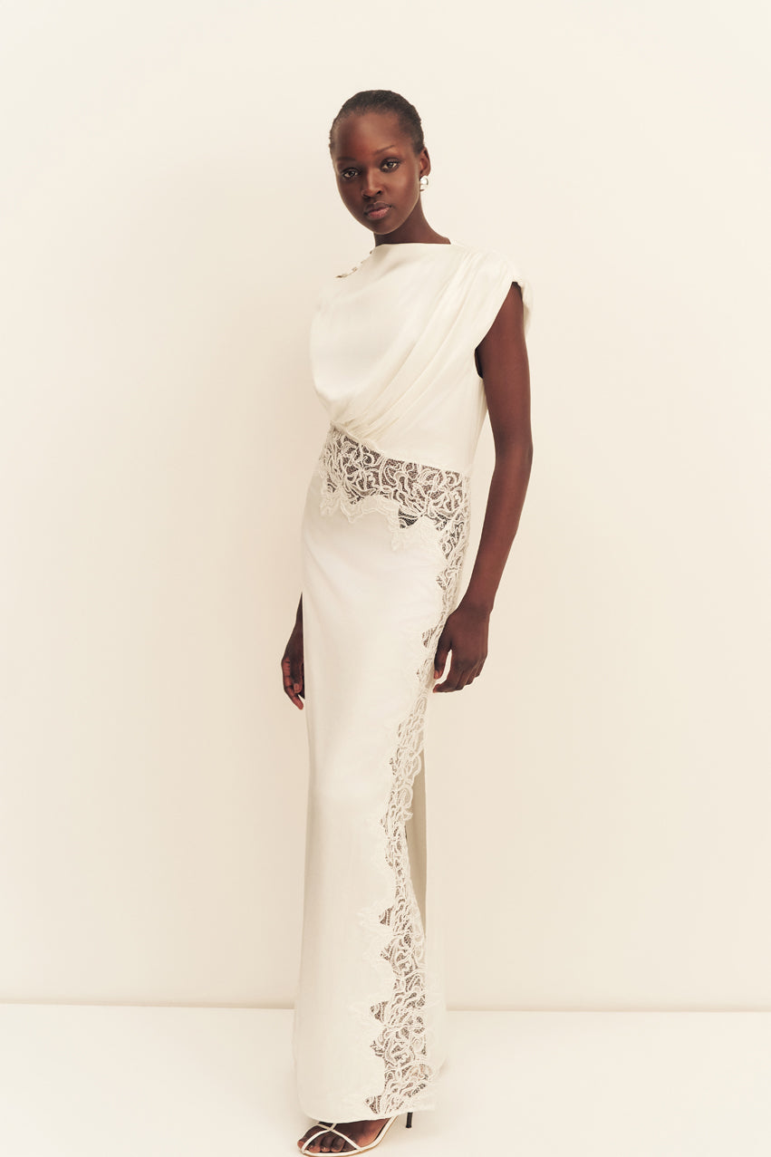 Eniko Lace Gathered Maxi Dress