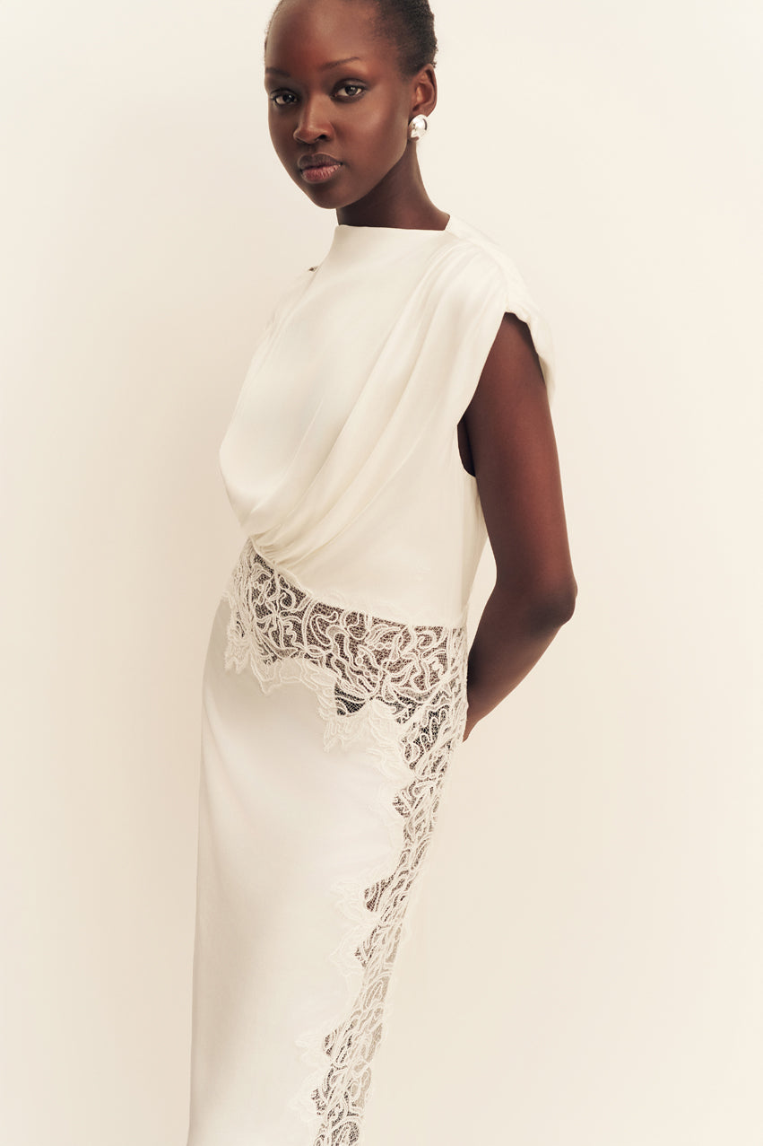 Eniko Lace Gathered Maxi Dress