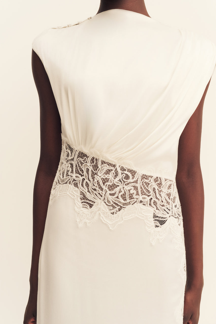 Eniko Lace Gathered Maxi Dress