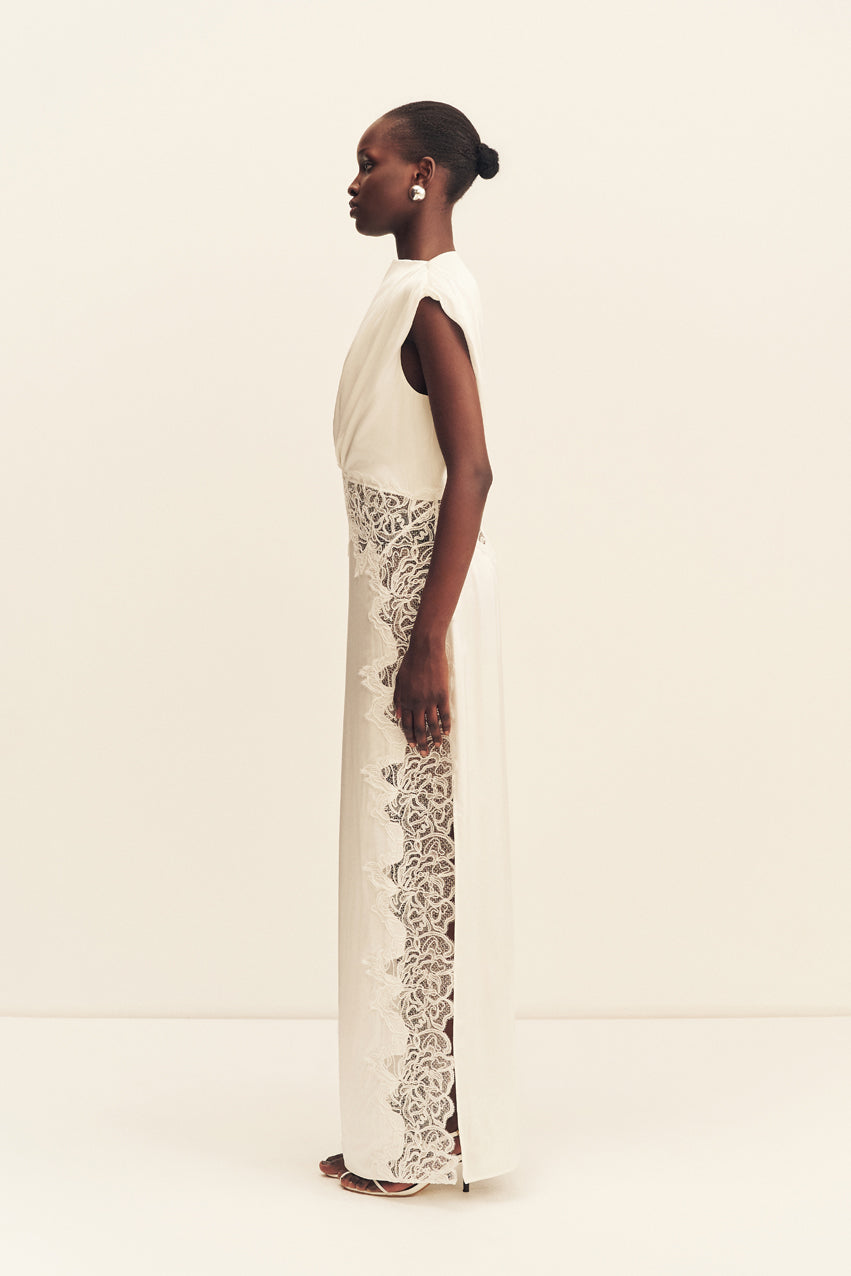Eniko Lace Gathered Maxi Dress