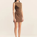 Shona Joy Asher Draped Mini Dress | Saddle