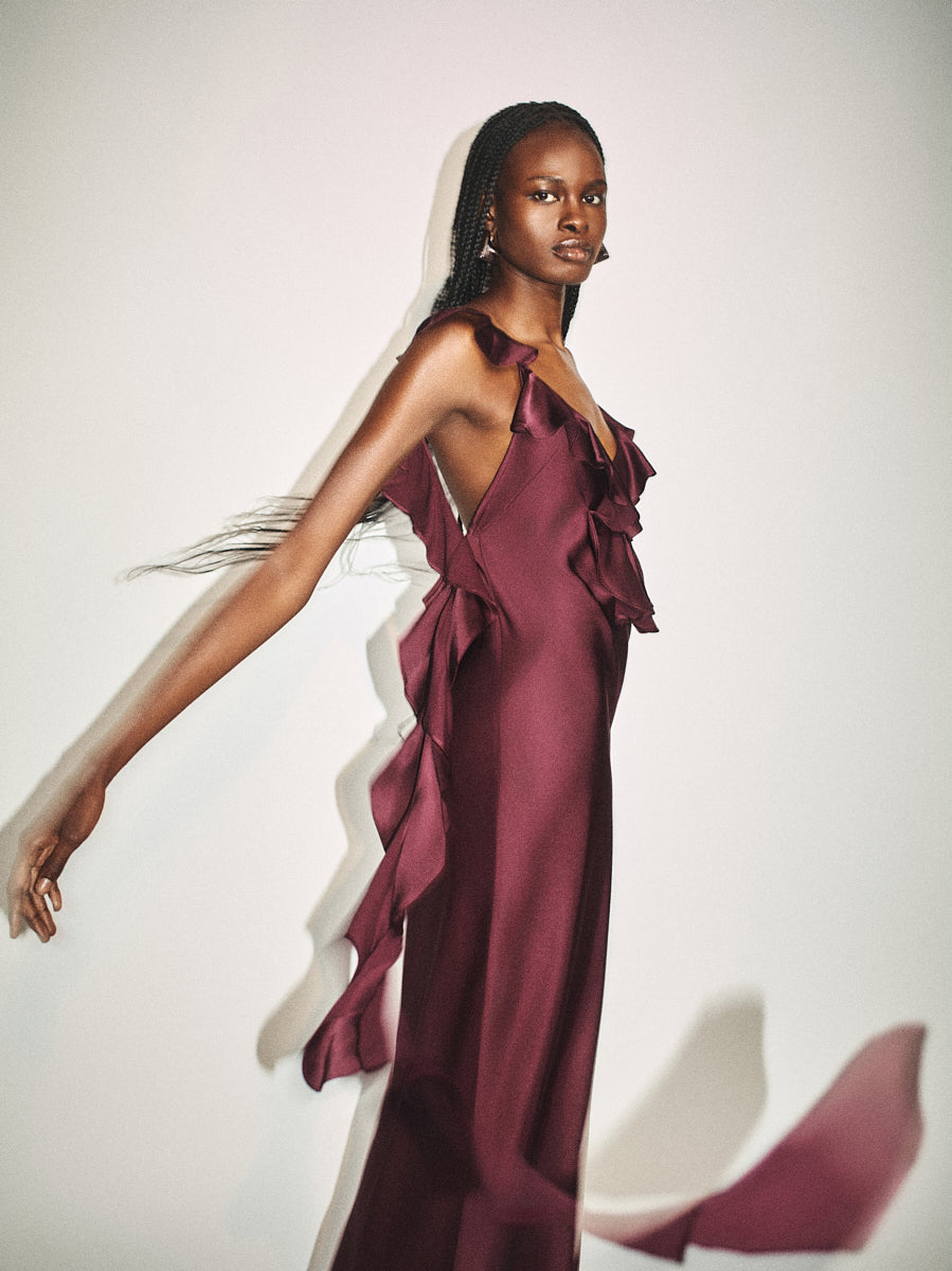 Agnes Ruffle Slip Maxi Dress