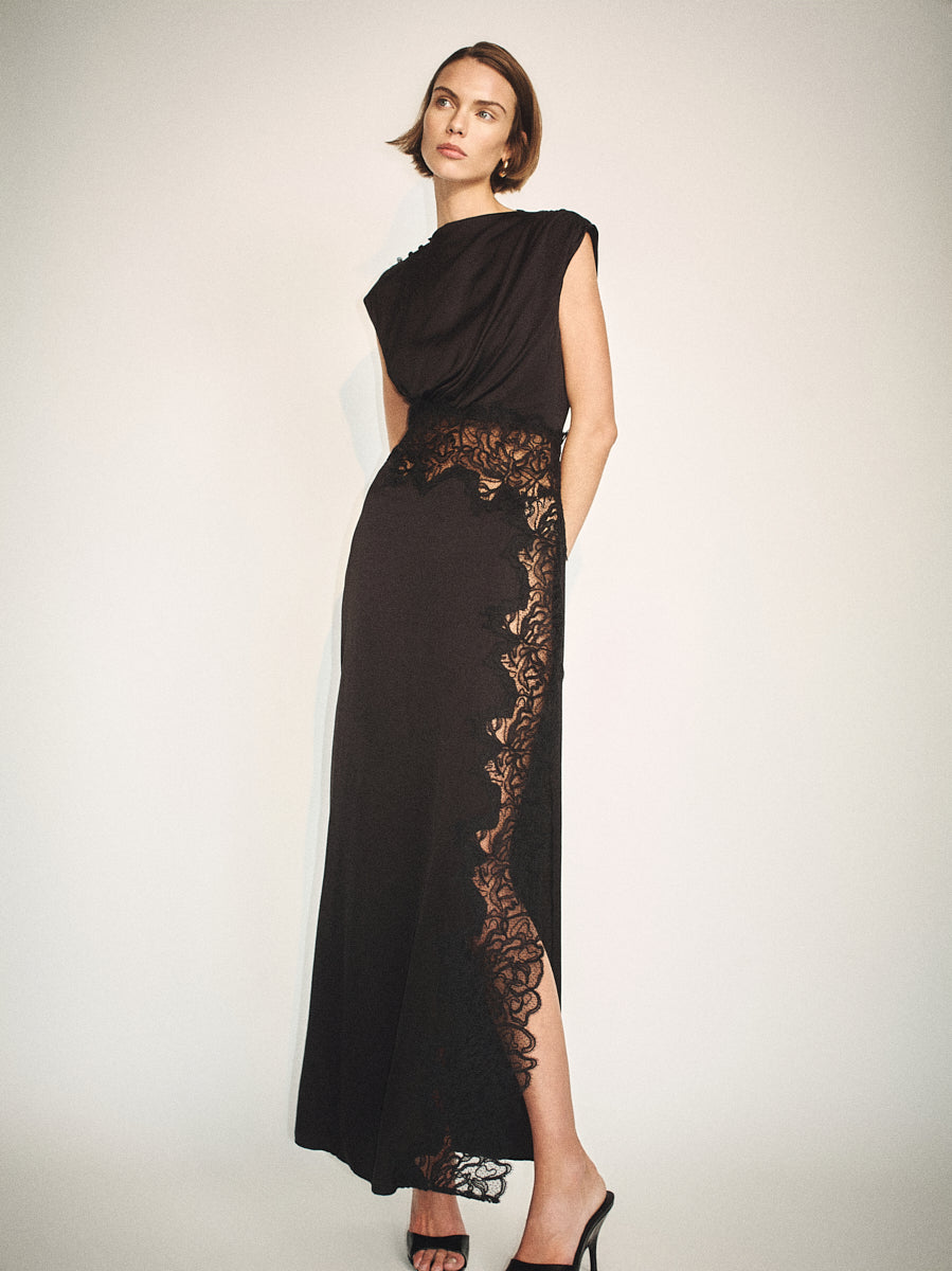 Eniko Lace Gathered Maxi Dress