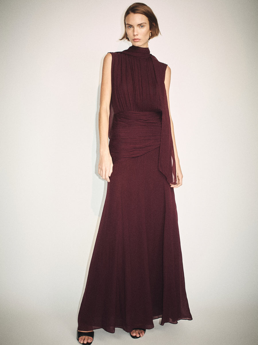 Amina Scarf Neck Maxi Dress