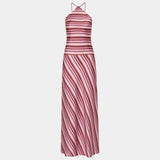 With Harper Lu Halter Maxi Dress | Magenta Stripe
