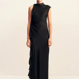 Shona Joy Agnes Draped Ruffle Maxi Dress | Black