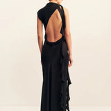 Shona Joy Agnes Draped Ruffle Maxi Dress | Black