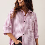 Ceres Life Peta Oversized Shirt | Sunfaded Pink Stripe