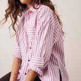 Ceres Life Peta Oversized Shirt | Sunfaded Pink Stripe