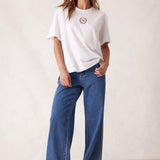 Ceres Life Slouchy Split Hem Tee | White/Burgandy Country Club Logo