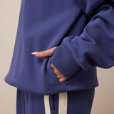 Ceres Life Isla Oversized Slouchy Crew | Washed Navy White Heritage Logo