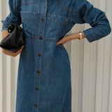 Ceres Life Rae Long Sleeve Midi Dress | Fresh Indigo