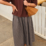 Ceres Life Florence Poplin Maxi Skirt | Chocolate/White Stripe