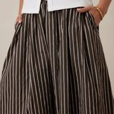 Ceres Life Florence Poplin Maxi Skirt | Chocolate/White Stripe