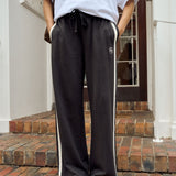 Ceres Life Gigi Wide Leg Terry Trackpant | Phantom Side Stripe (PRE-ORDER)