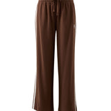 Ceres Life Gigi Wide Leg Terry Trackpant | Chocolate Side Stripe