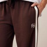 Ceres Life Gigi Wide Leg Terry Trackpant | Chocolate Side Stripe