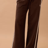 Ceres Life Gigi Wide Leg Terry Trackpant | Chocolate Side Stripe