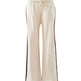 Ceres Life Wide Leg Terry Trackpant | Winter White Side Strip
