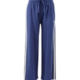Ceres Life Gigi Wide Leg Terry Trackpant | Washed Navy Side Stripe