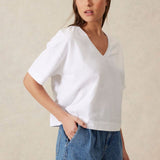 Ceres Life Boxy V Neck Tee | White