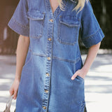 Ceres Life Side Pocket Boxy Dress | Fresh Indigo