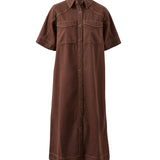 Ceres Life Ava Short Sleeve Yoke Detail Midi | Chocolate