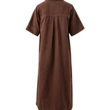 Ceres Life Ava Short Sleeve Yoke Detail Midi | Chocolate