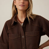 Ceres Life Ava Short Sleeve Yoke Detail Midi | Chocolate