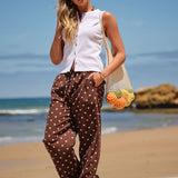 Ceres Life Resort Pant | Choc Polka Dot