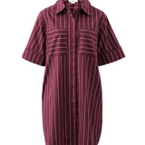 Ceres Life Sara Mini Shirt Dress | Wine Printed Pinstripe