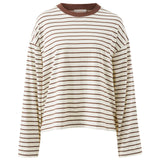 Ceres Life Beau Long Sleeve Tee | Milk/Brunette Strip 