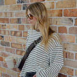 Ceres Life Beau Long Sleeve Tee | Milk/Brunette Strip 