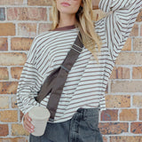 Ceres Life Beau Long Sleeve Tee | Milk/Brunette Strip 