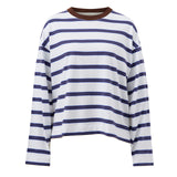 Ceres Life Beau Long Sleeve Tee | White\ Polo Choc Stripe