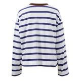 Ceres Life Beau Long Sleeve Tee | White\ Polo Choc Stripe
