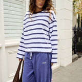 Ceres Life Beau Long Sleeve Tee | White\ Polo Choc Stripe