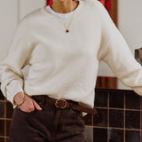 Ceres Life June V-Neck Knit Pullover | Milk