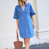 Ceres Life Bonnie Relaxed Shirt Dress | Fresh Indigo