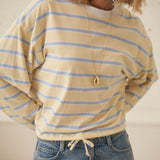 Ceres Life Beau Tie Slouchy Top | BUTTER/ CHINA BLUE STIPE