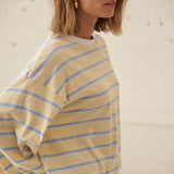 Ceres Life Beau Tie Slouchy Top | BUTTER/ CHINA BLUE STIPE