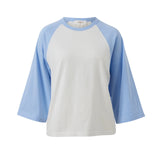 Ceres Life Raleigh Raglan Tee | Warm White/ Sky Blue