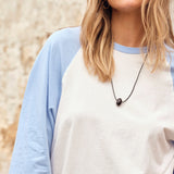 Ceres Life Raleigh Raglan Tee | Warm White/ Sky Blue