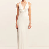 Shona Joy La Lune Plunged Cross Back Maxi Dress | White