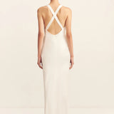 Shona Joy La Lune Plunged Cross Back Maxi Dress | White