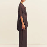 Shona Joy Maddox Short Sleeve Neck Tie Shirt | Ristretto/ Sky