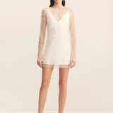 Shona Joy Opaline Sheer Pearl Mini Dress | Ivory