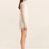 Shona Joy Opaline Sheer Pearl Mini Dress | Ivory