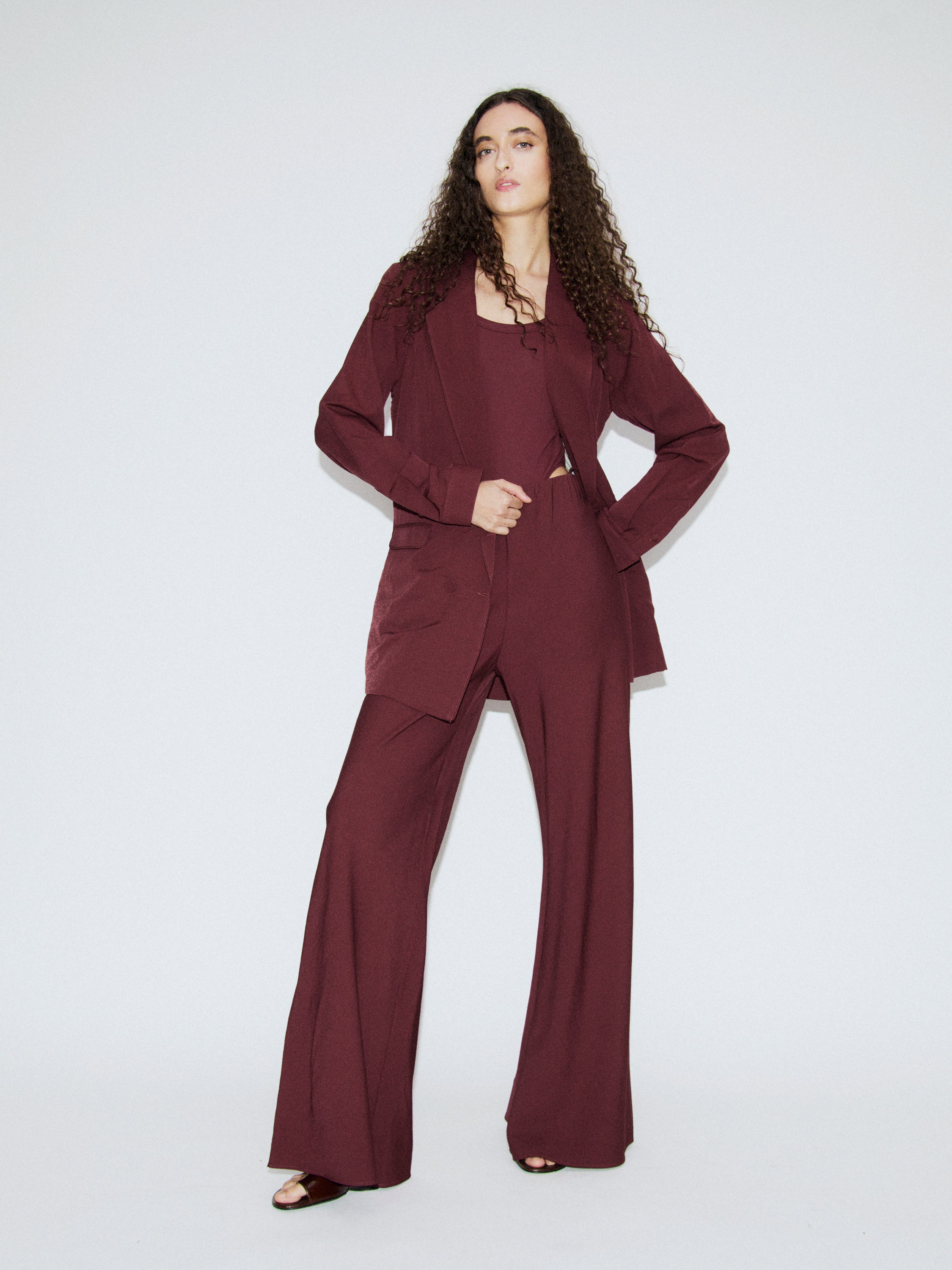 WOOL SILK RELAXED BLAZER DEADLEAF