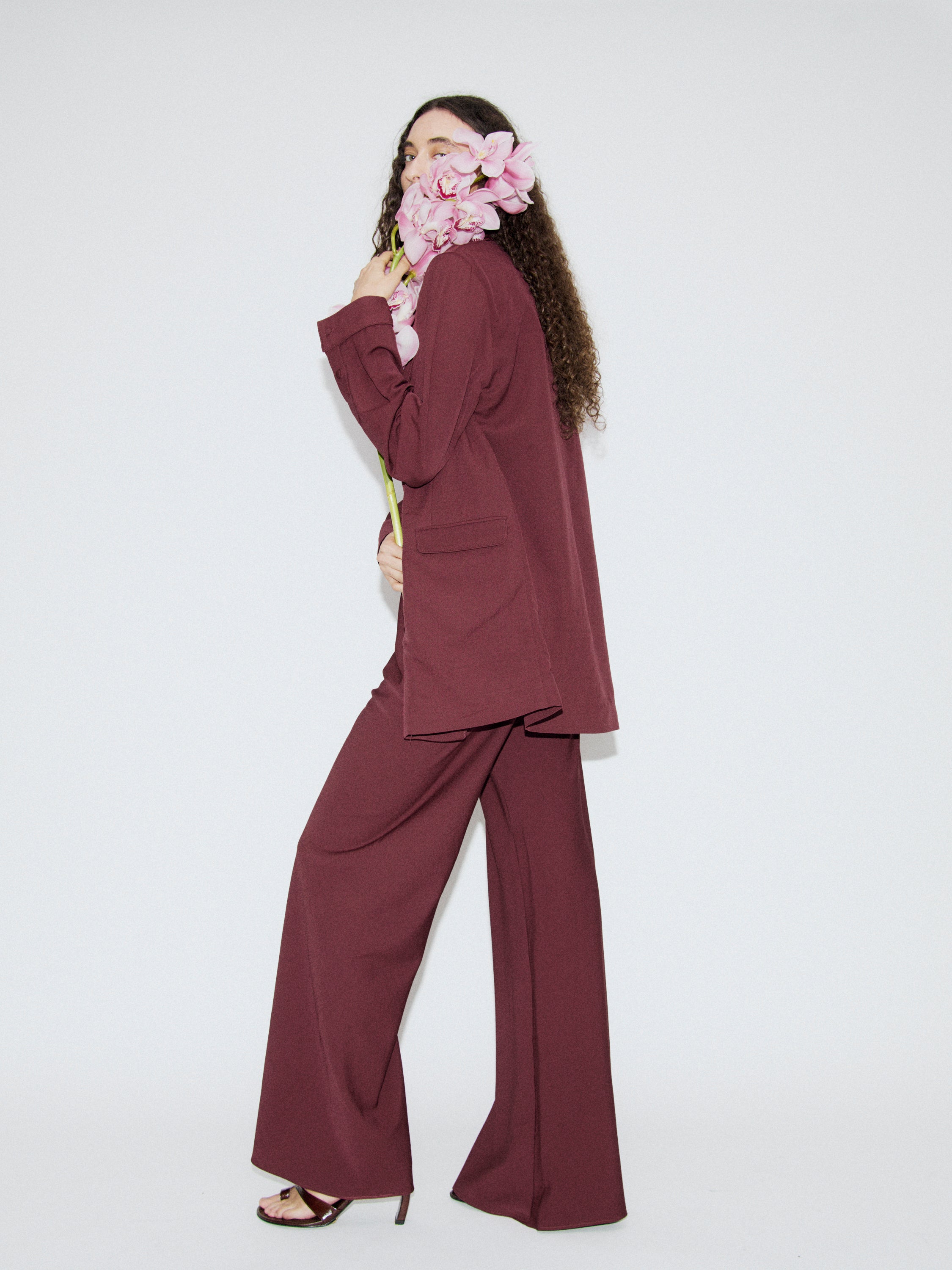 WOOL SILK RELAXED BLAZER DEADLEAF